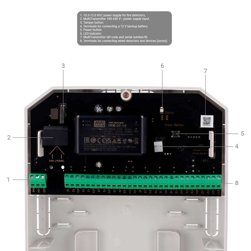 Módulo de ampliación con cable AJ-MULTITRANSMITTER-3EOL-W AJAX