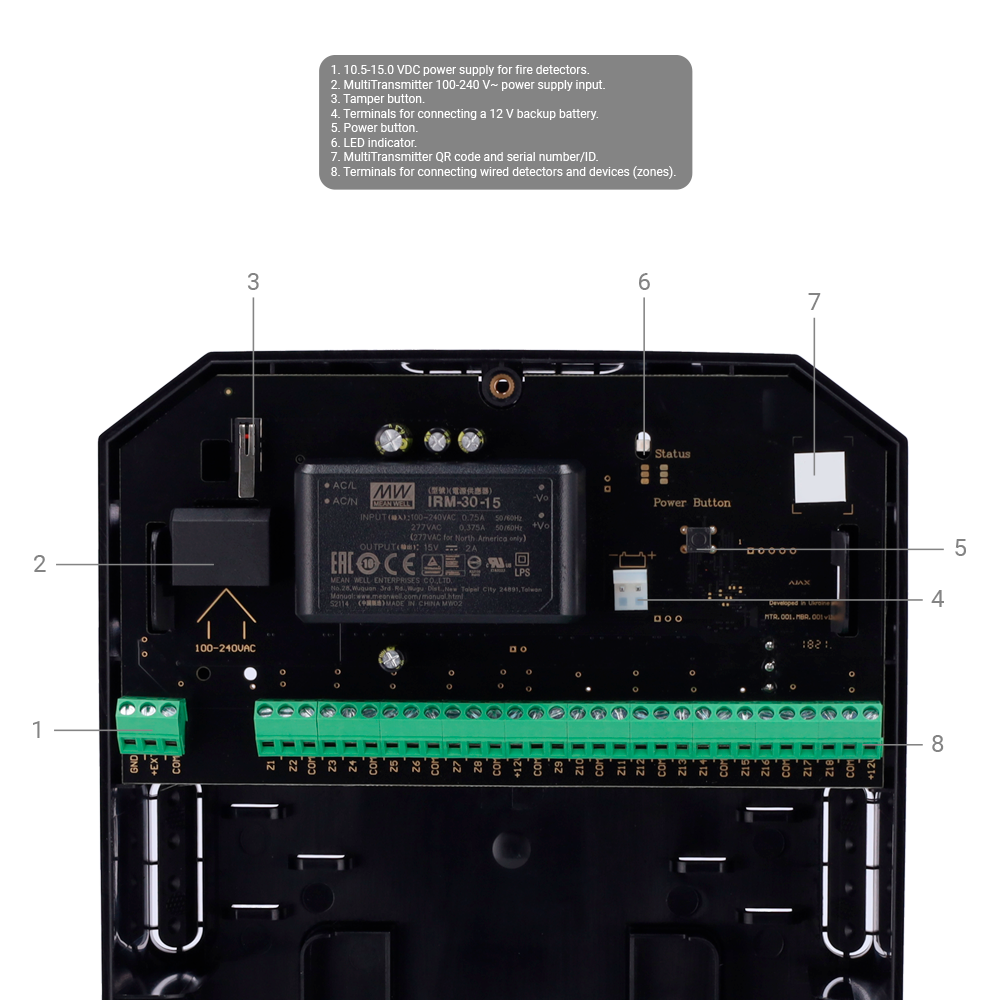 Module d'extension avec câble AJ-MULTITRANSMITTER-3EOL-B AJAX